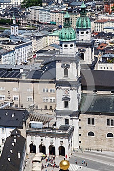 Towers of Salzburg Cathedral, view from Hohensalzburg Castle