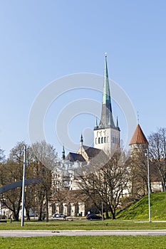 Towers of St Olaf churs and curtain wall in Tallinn