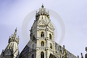 Towers of St. Stephan Cathedral or Stephansdom, the mother church of the Roman Catholic Archdiocese of Vienna