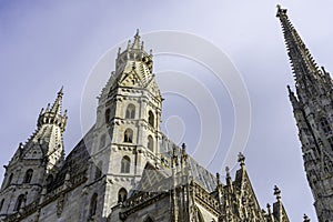 Towers of St. Stephan Cathedral or Stephansdom, the mother church of the Roman Catholic Archdiocese of Vienna