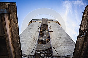 Towers or tanks of abandoned factory of reinforced concrete