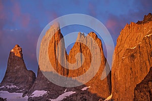 Towers in Torres del Paine National Park, Chile.