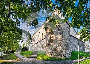 Towers of Zvolen Castle in Zvolen town, Slovakia