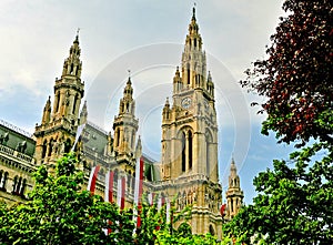 Towers of Vienna cityhall, Austria