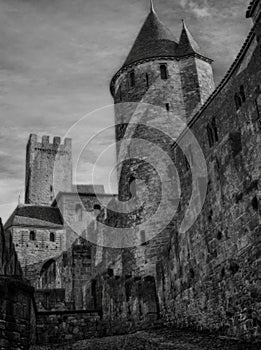 Towers and walls of the medieval citadel of Carcassonne