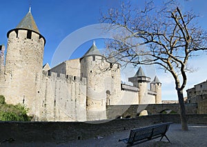 Towers and walls of the medieval citadel of Carcassonne