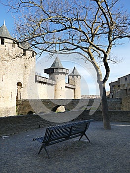 Towers and walls of the medieval citadel of Carcassonne