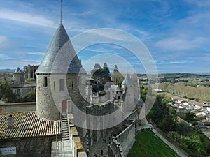 Towers and walls of the medieval citadel of Carcassonne