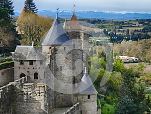 Towers and walls of the medieval citadel of Carcassonne