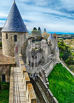 Towers and walls of the medieval citadel of Carcassonne