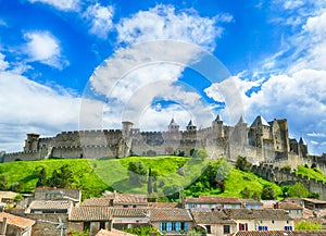 Towers and walls of the medieval citadel of Carcassonne