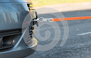 Towing hook and orange rope