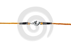 Towing Ropes with Hooks Connected on White Background