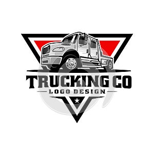 towing service, flat bed truck illustration logo vector