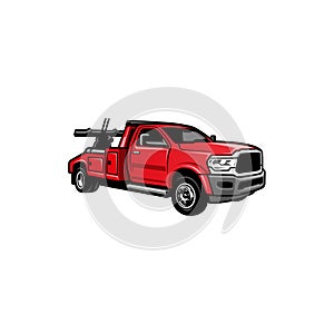towing truck - service truck illustration logo vector