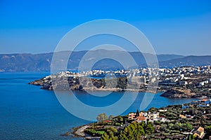 Town of Agios Nikolaos and the Mirabello Bay. Crete