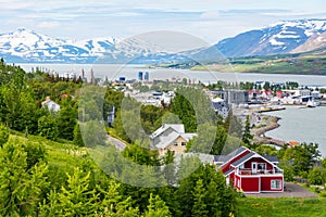 Town of Akureyri in North Iceland