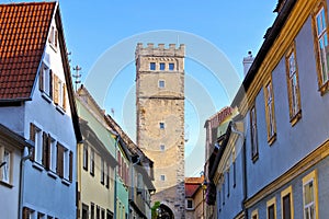 The town Aub in Germany, tower from city wall