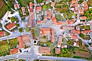 Town of Barban on picturesque Istrian hill aerial view