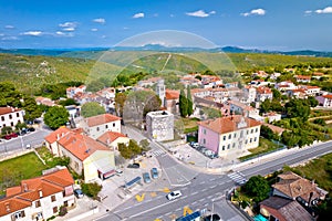 Town of Barban on picturesque Istrian hill aerial view