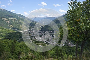 town of Bardonecchia Turin seen from the Alps around the city