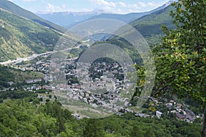 town of Bardonecchia Turin seen from the Alps around the city