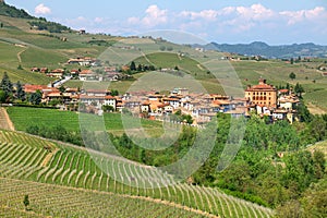 Town of Barolo among hills. Piedmont, Italy.