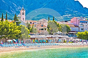 Town of Baska Voda beach and waterfront view