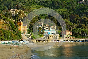 Town and beach Levanto in Liguria