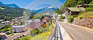 Town of Berchtesgaden and Alpine landscape panoramic view