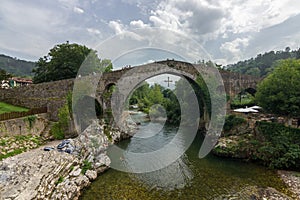 Town of Cangas de Onis in Asturias Spain