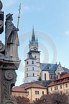 Town castle and Plague column in Kremnica, medieval mining town