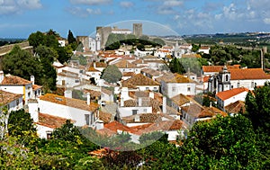 Town within castle walls, Obidos, Portugal