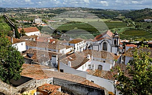 Town within castle walls, Obidos, Portugal