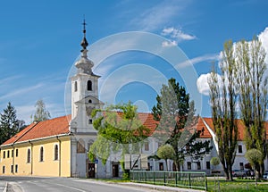 Town center and Church of St. John of God in Spisske Podhradie, Slovakia