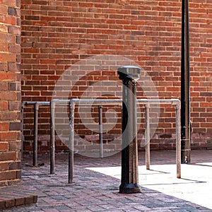 Town Centre Empty Bicycle Stand Park With No People or Cycles