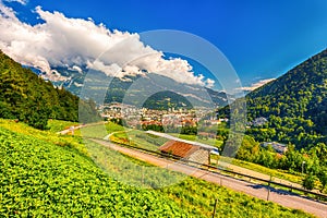 The town Chur and Swiss Alps, Switzerland.