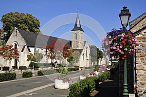 Town and church at Solesmes in France