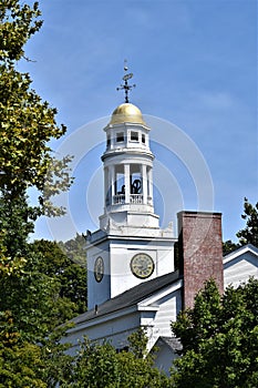 One of many steeples and surrounding landscape in Town of Concord, Middlesex County, Massachusetts, United States. Architecture. photo