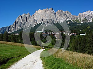 The town of Cortina d'Ampezzo in the Dolomites