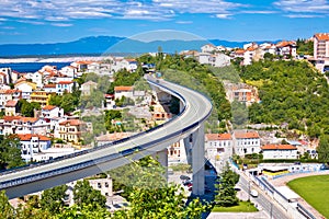 Town of Crikvenica and road viaduct view