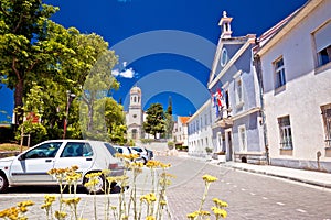 Town of Drnis church and street view