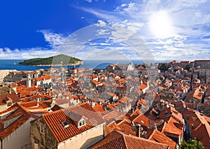 Town Dubrovnik in Croatia at sunset