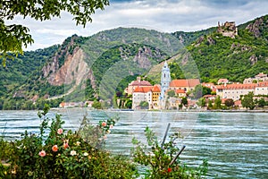 Town of Durnstein with Danube river, Wachau, Austria