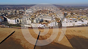 The town of Eastbourne and its famous pier from above
