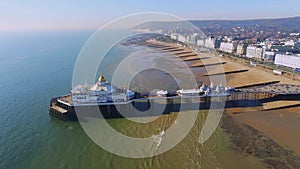 The town of Eastbourne and its famous pier from above