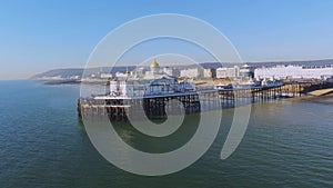 The town of Eastbourne and its famous pier from above