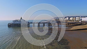 The town of Eastbourne and its famous pier from above