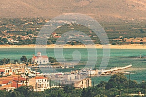 Town of Elafonisos with Saint Spyridon church at Elafonisos island in Greece.