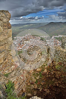 Town of Feria from one ruined battlement of the castle